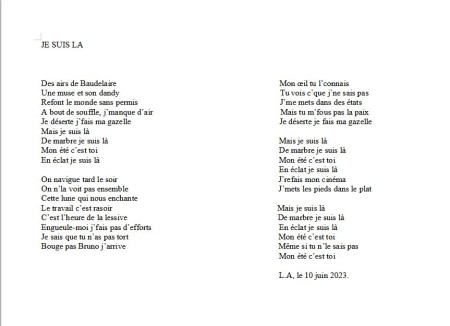C'est la réponse à ma chanson Mais t'es pas là...merci pour tout et prends soin de toi.
